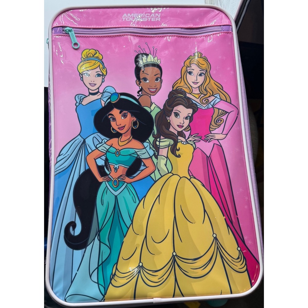 American Tourister Disney Princess Rolling Suitcase Pink Purple 18 Inch Luggage